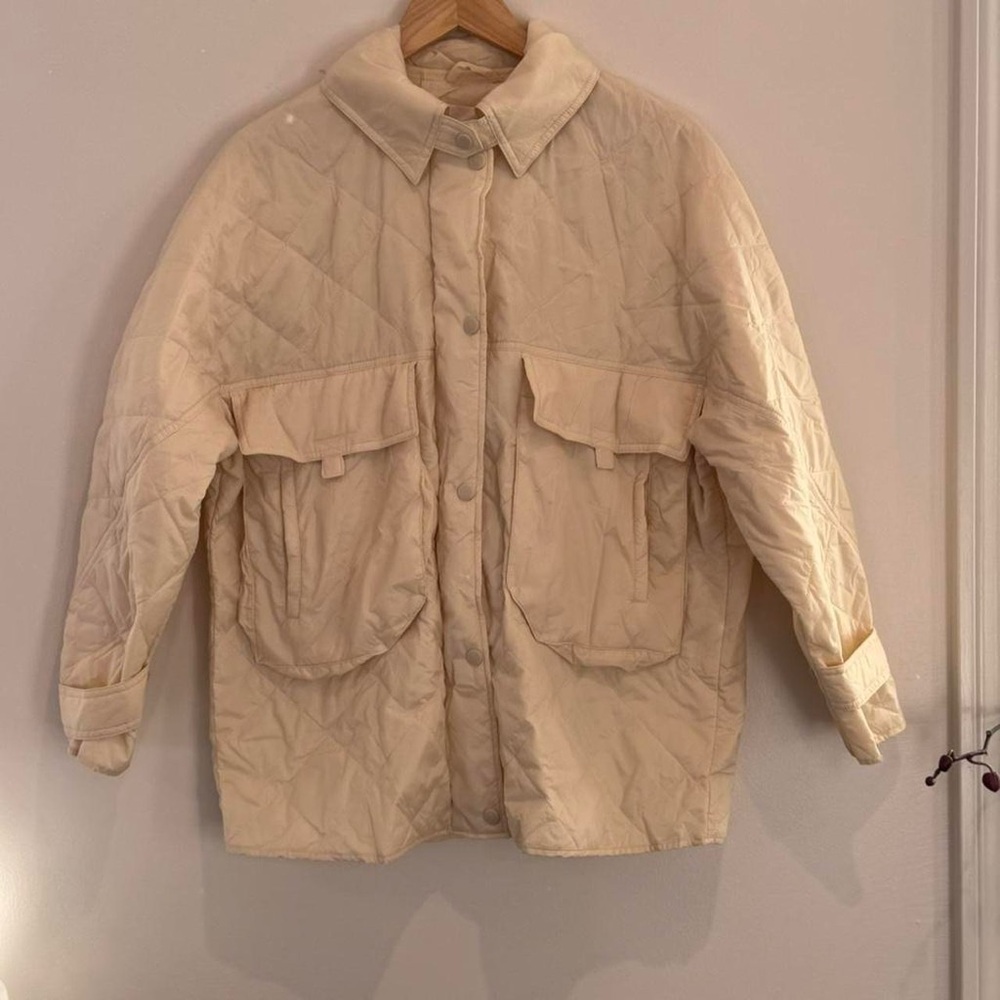 Anthropologie Quilted Cream Utility Jacket NWT